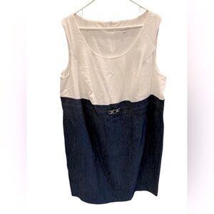 Studio One New York Women’s Navy Blue and White Sleeveless Dress Size 22W New
